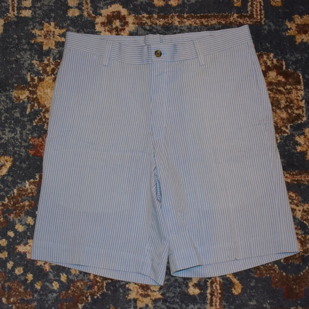 Men's Blue Seersucker Striped Shorts